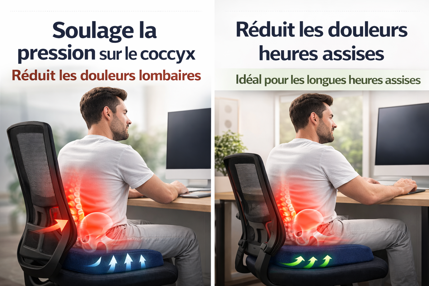 Coussin ergonomique gel & mémoire de forme